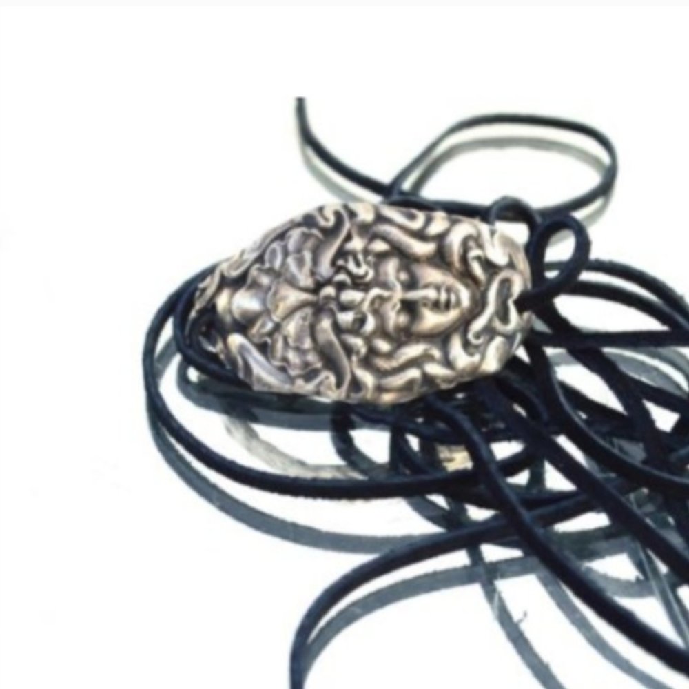 Antique Sterling Silver Medusa Demon Cuff Bracelet - Picture 5 of 6